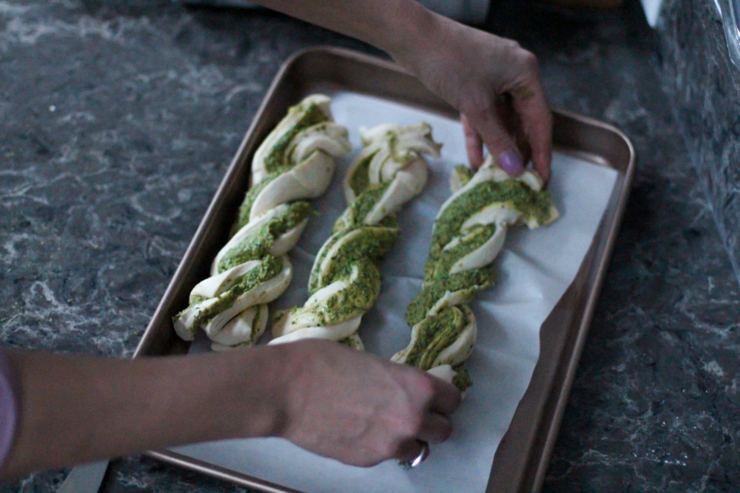 Twisted Radish Leaf Pesto Breadsticks