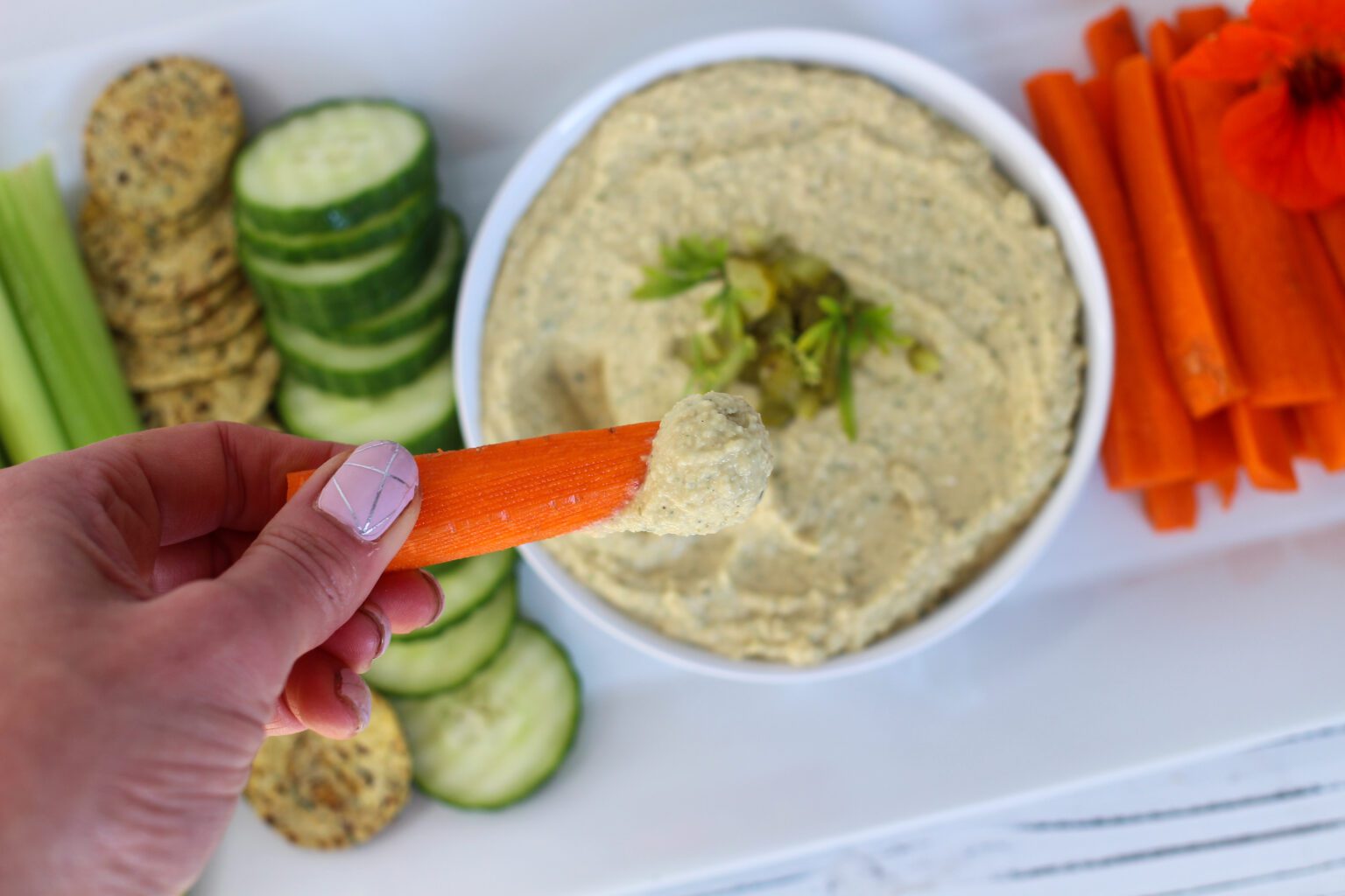 Dill Pickle Hummus recipe by Susan Cooks Vegan