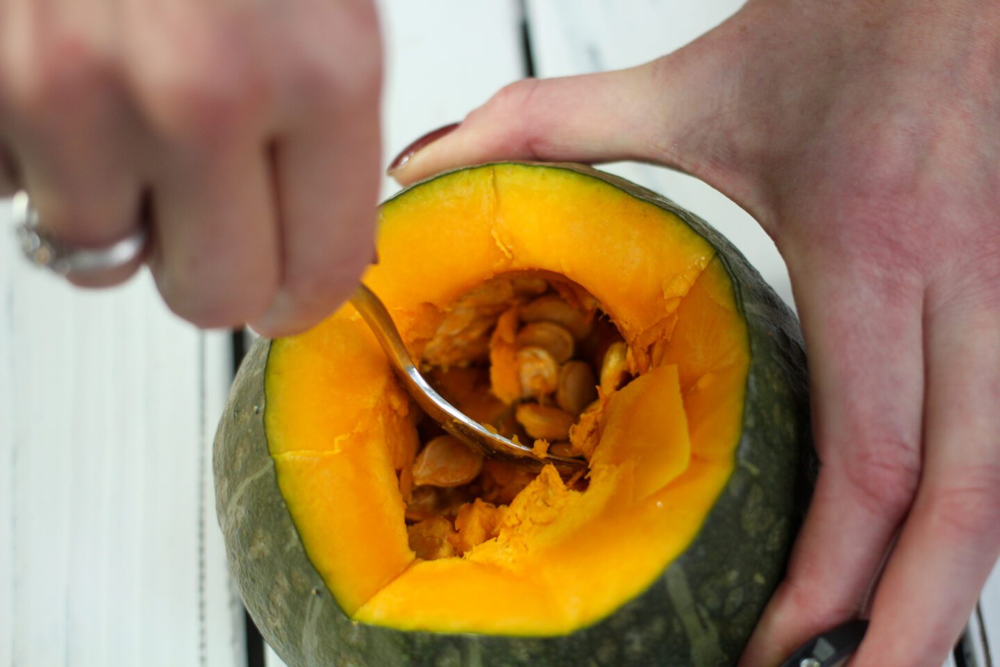 Savoury-Stuffed-Squash-Susan-Cooks-Vegan-clean with a spoon