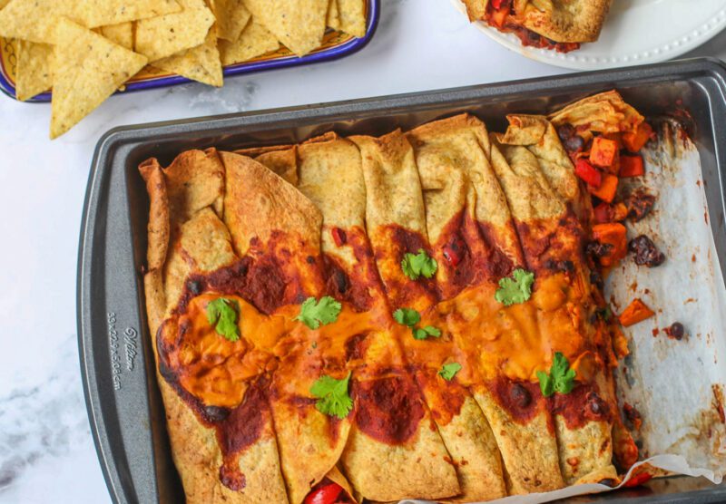 Easy Black Bean and Sweet Potato Enchiladas - Susan Cooks Vegan